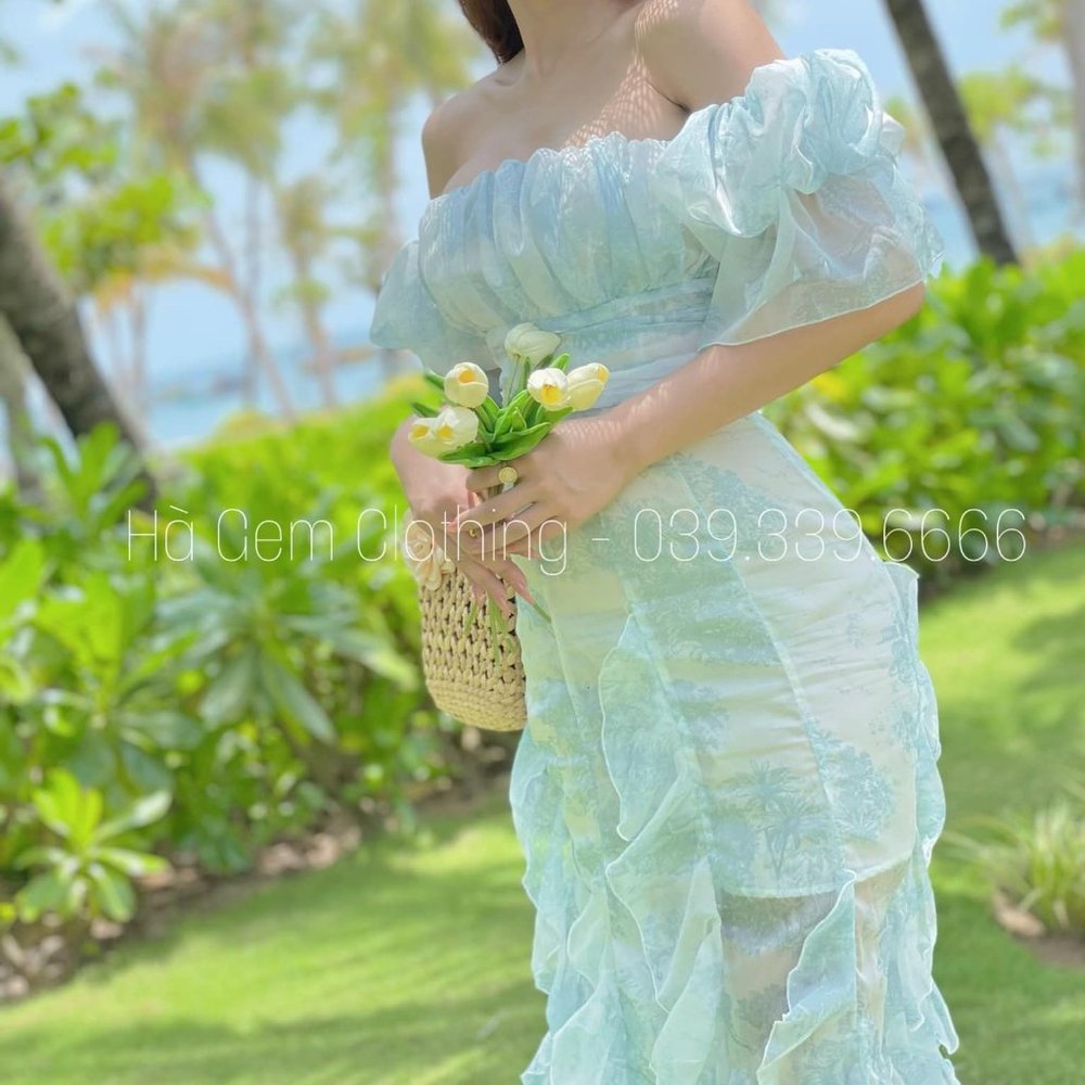 Off Shoulder Floral Ruffle Maxi Summer Spring Dress Size S - Picture 4 of 15